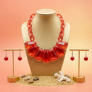 Semi Transparent Red Bead Link Collar Necklace
