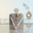 Silver Mesh Pearl Bib Necklace with Chain Fringe