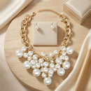 Cream Pearl Cluster Opulent Chunky Bib Necklace
