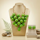 Chunky Green Crackle Bead Chainmaille Bib Necklace