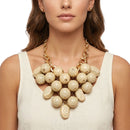 Chunky Ivory Crackle Bead Chainmaille Bib Necklace