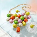 Chunky Color Crackle Bead Chainmaille Bib Necklace
