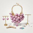 Chunky Pink Crackle Bead Chainmaille Bib Necklace