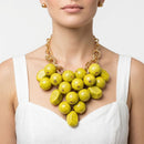 Chunky Yellow Crackle Bead Chainmaille Bib Necklace