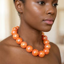 High Gloss Pearlescent Orange 24mm Bead Necklace