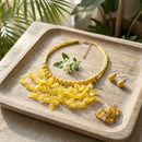 Yellow Cascading Leaves Beaded Cord Necklace