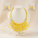 Yellow Cascading Leaves Beaded Cord Necklace