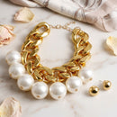 Ultra Chunky Gold Chain Necklace with Pearls