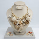 Shell and Starfish Bib Seaside Drop Gold Necklace