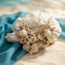 Shell and Starfish Bib Seaside Drop Gold Necklace