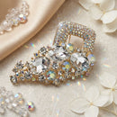 Aurbo Gold Cascading Crystal Square Brooch Pin