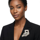 Aurbo Gold Cascading Crystal Square Brooch Pin