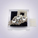 Aurbo Gold Cascading Crystal Square Brooch Pin