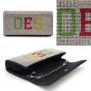 OES Colors Rhinestone Flap Snap Clutch Bag