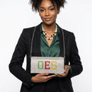 OES Colors Rhinestone Flap Snap Clutch Bag