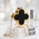 Mini Black Quatrefoil Sparkle Crossbody Compact