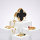 Mini Black Quatrefoil Sparkle Crossbody Compact