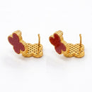 Red Clover Crystal Stud Earrings with Omega Back
