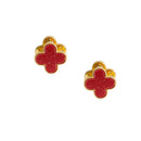 Red Clover Crystal Stud Earrings with Omega Back