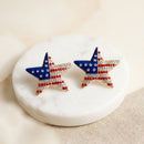 USA Flag Gold Star Patriotic Bling Stud Earrings