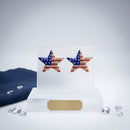 USA Flag Gold Star Patriotic Bling Stud Earrings