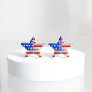 USA Flag Silver Star Patriotic Bling Stud Earrings