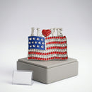 I LOVE American Flag Silver Patriotic Brooch Pin