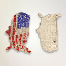 USA Map Gold Rhinestone Patriotic Brooch Pin