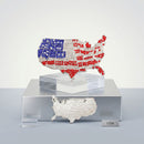 USA Map Silver Rhinestone Patriotic Brooch Pin