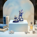 Blue White Silver High Heel Queen Brooch Pin