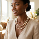 Cream Pearl Lucky Charm Layered Necklace Set