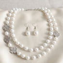White Pearl Lucky Charm Layered Necklace Set