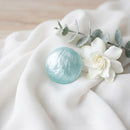 Aqua Pearlescent Domed Round Stud Earrings