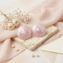 Pink Pearlescent Domed Round Stud Earrings