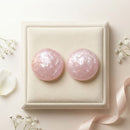 Pink Pearlescent Domed Round Stud Earrings