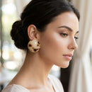 Tortoiseshell Domed Round Stud Earrings